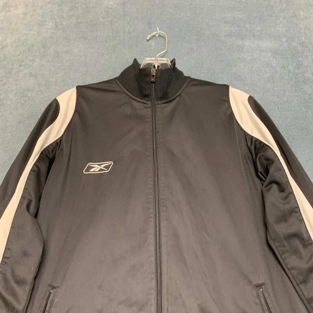 Reebok Track Jacket Men 2XS Black Performance Training Sporty Mock Neck Full Zip